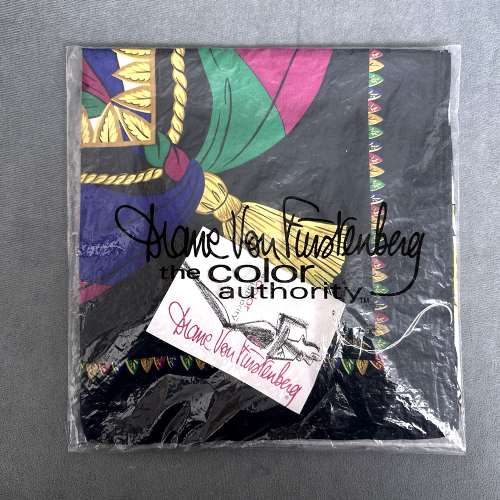 Diane Von Furstenberg Vintage Scarf El Morocco Zebra Print 100% Silk Habotai NOS
